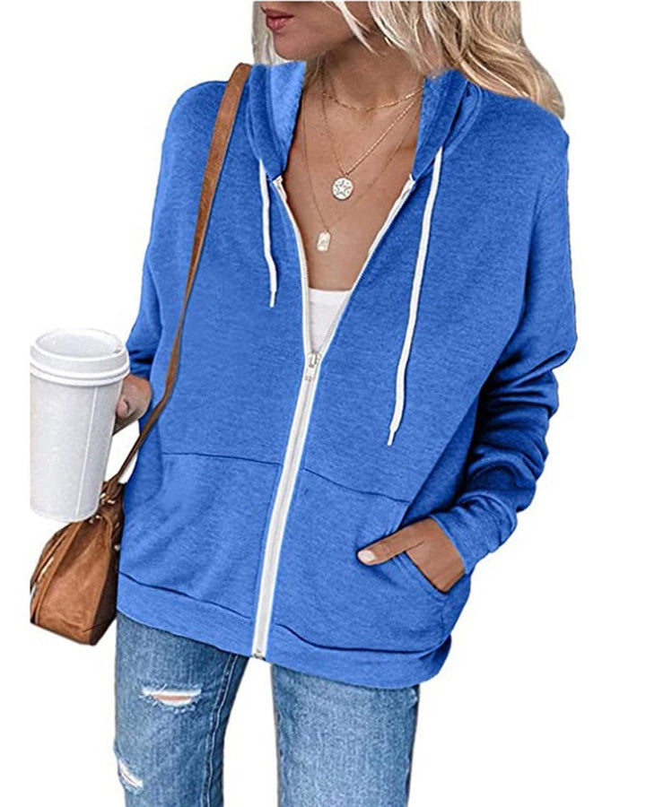 Plain Ladies Jacket with Pockets - Emma-Blue-S-Nora Luxe
