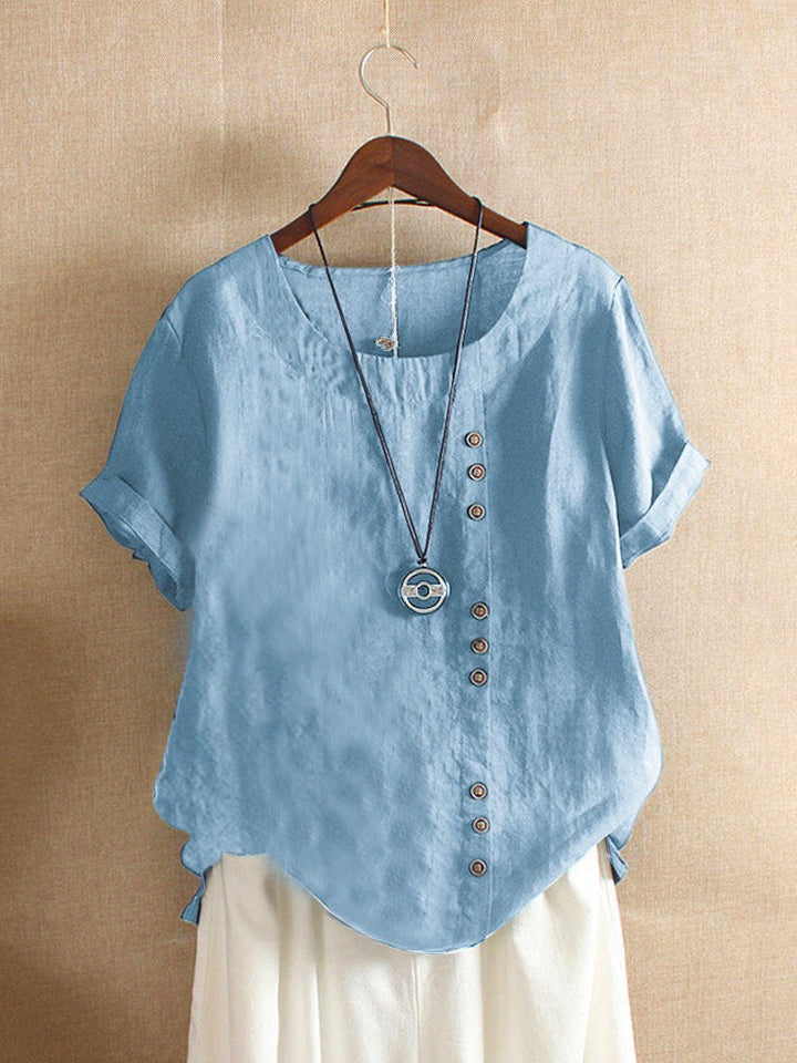 Plain T-Shirt with Short Sleeves and Round Neck – Samantha-Light blue-S-The Livary