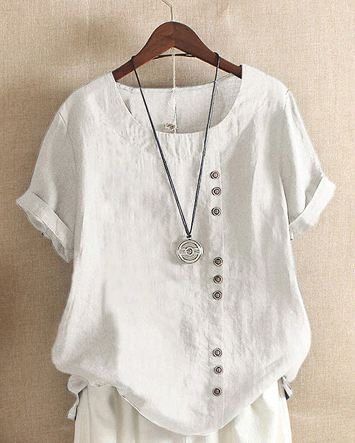 Plain T-Shirt with Short Sleeves and Round Neck – Samantha-White-S-The Livary
