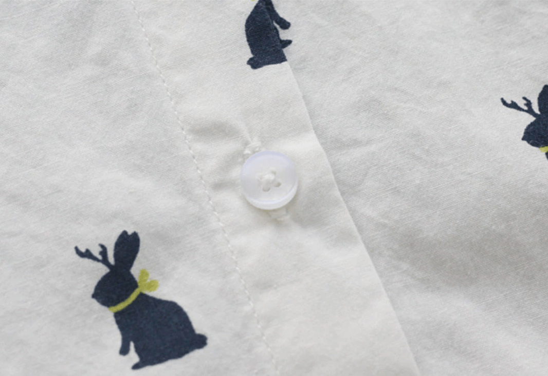 Playful shirt dress with rabbit print and lapel collar – Elina-S-Nora Luxe