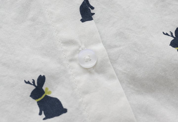Playful shirt dress with rabbit print and lapel collar – Elina-S-Nora Luxe