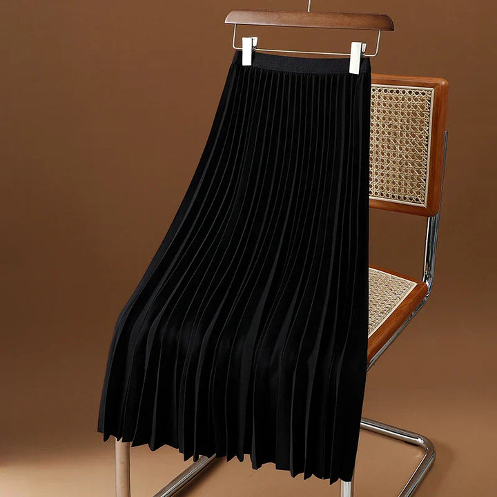 Pleated A-line skirt – Aurelia-Black-S-Nora Luxe