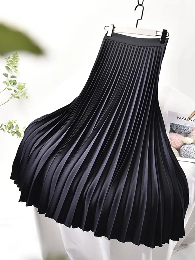Pleated A-line skirt – Aurelia-Black-S-Nora Luxe