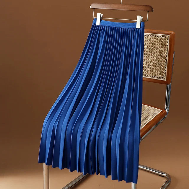 Pleated A-line skirt – Aurelia-Blue-S-Nora Luxe