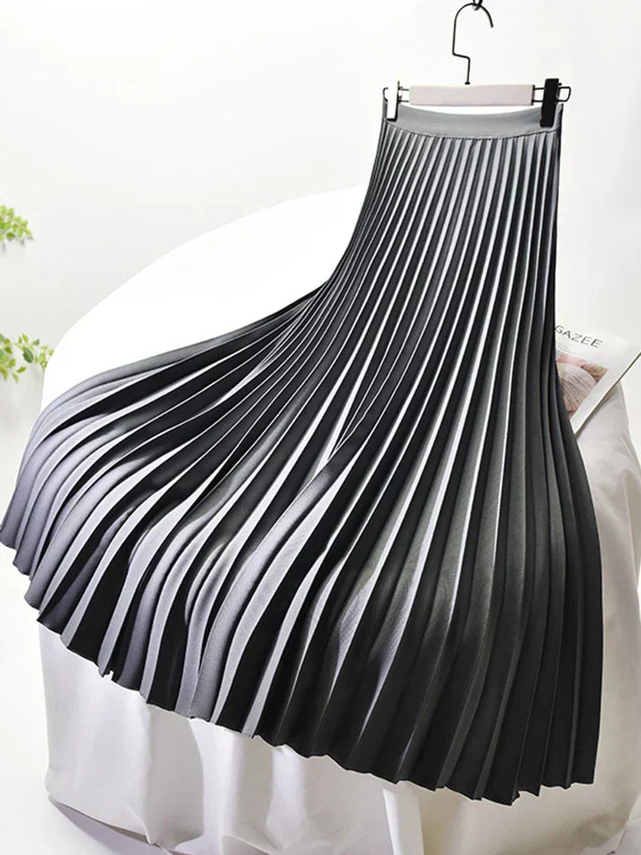 Pleated A-line skirt – Aurelia-Gray-S-Nora Luxe