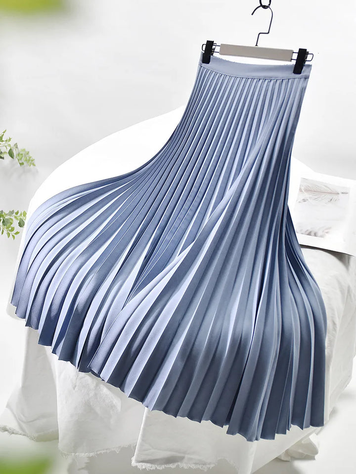 Pleated A-line skirt – Aurelia-Royal blue-S-Nora Luxe