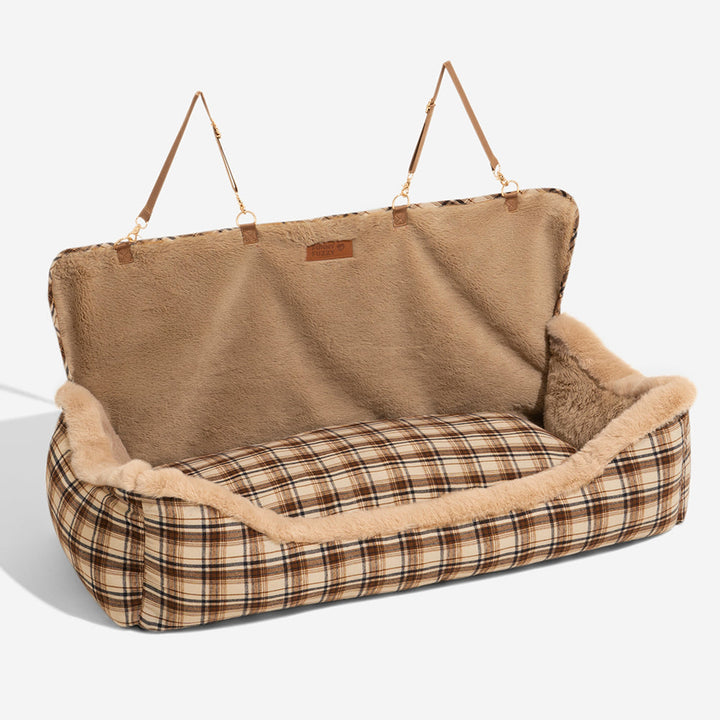Plush Car Seat for Pets – RideSafe CozySeat-Brown-Single-Nora Luxe
