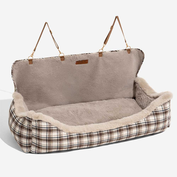 Plush Car Seat for Pets – RideSafe CozySeat-Khaki-Single-Nora Luxe