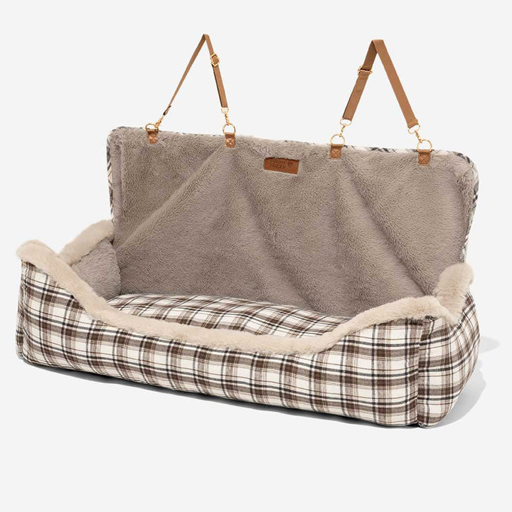Plush Car Seat for Pets – RideSafe CozySeat-Khaki-Single-Nora Luxe