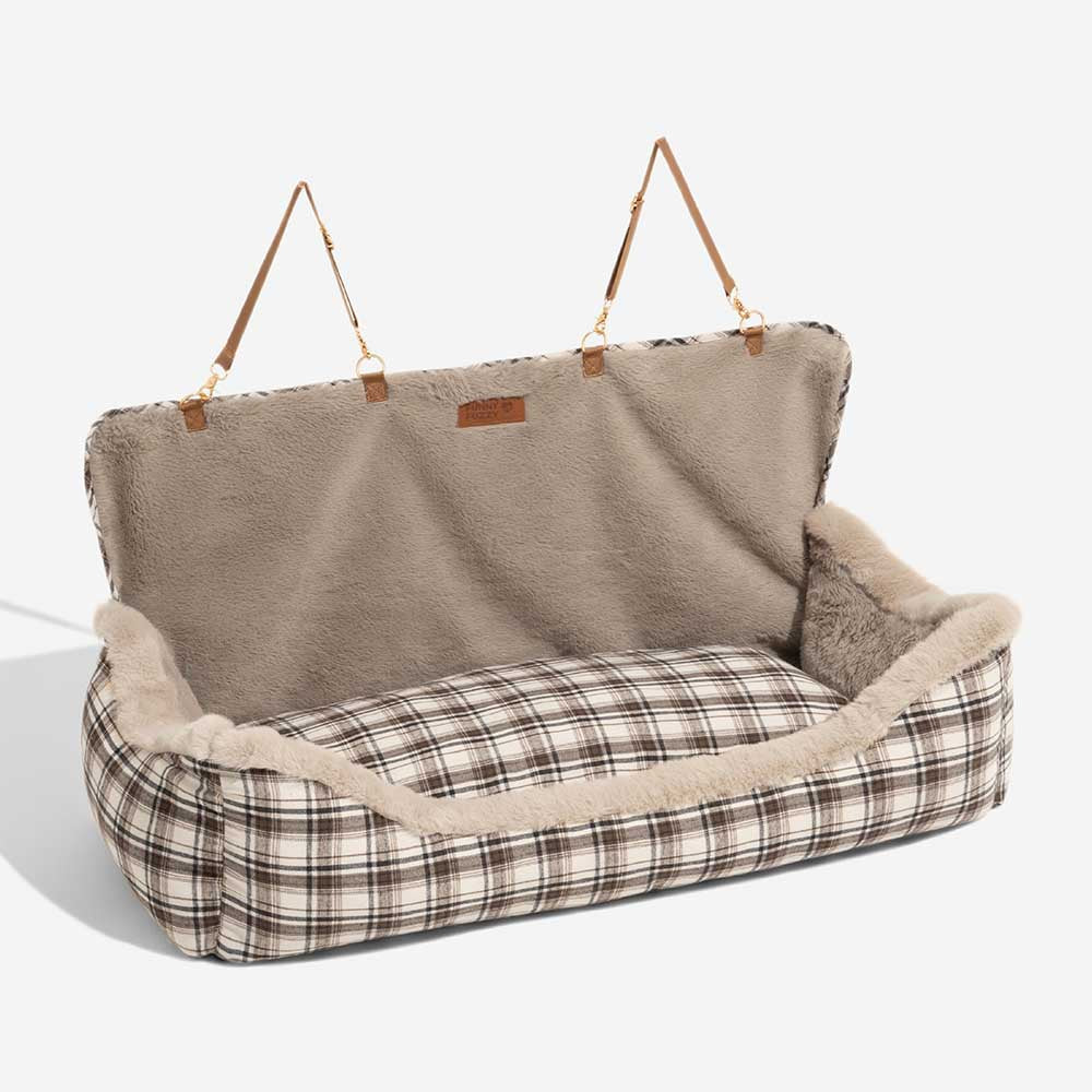 Plush Car Seat for Pets – RideSafe CozySeat-Khaki-Single-Nora Luxe