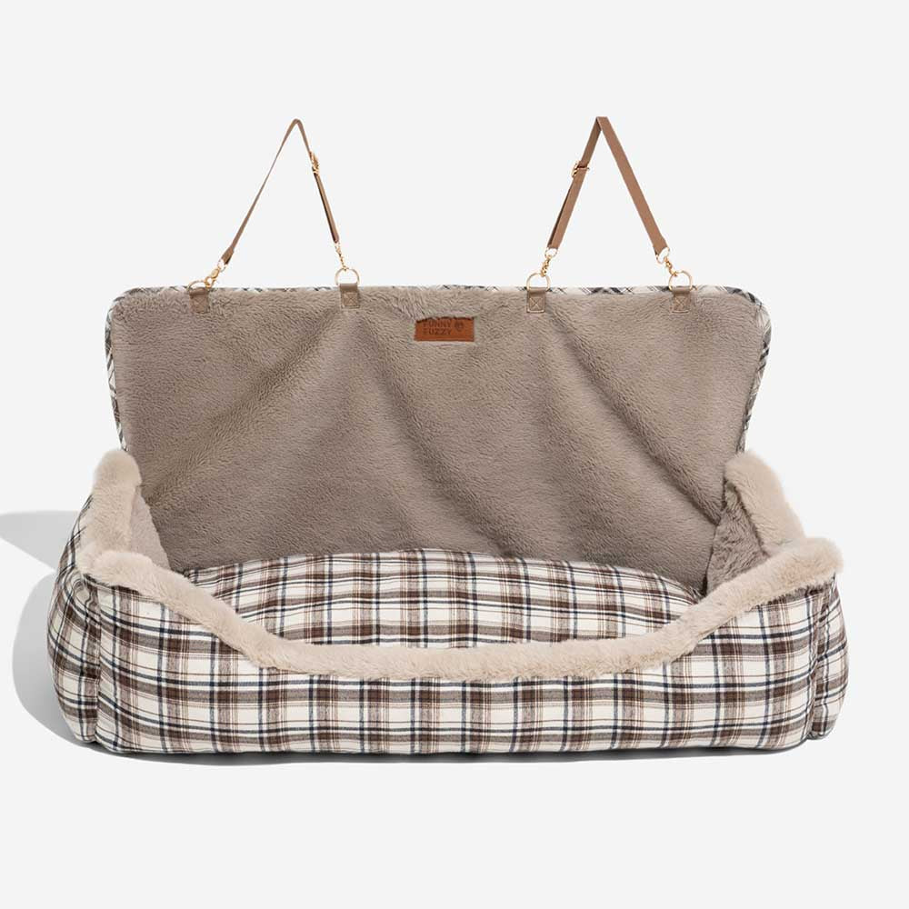 Plush Car Seat for Pets – RideSafe CozySeat-Khaki-Single-Nora Luxe