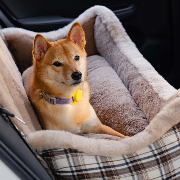 Plush Car Seat for Pets – RideSafe CozySeat-Khaki-Single-Nora Luxe