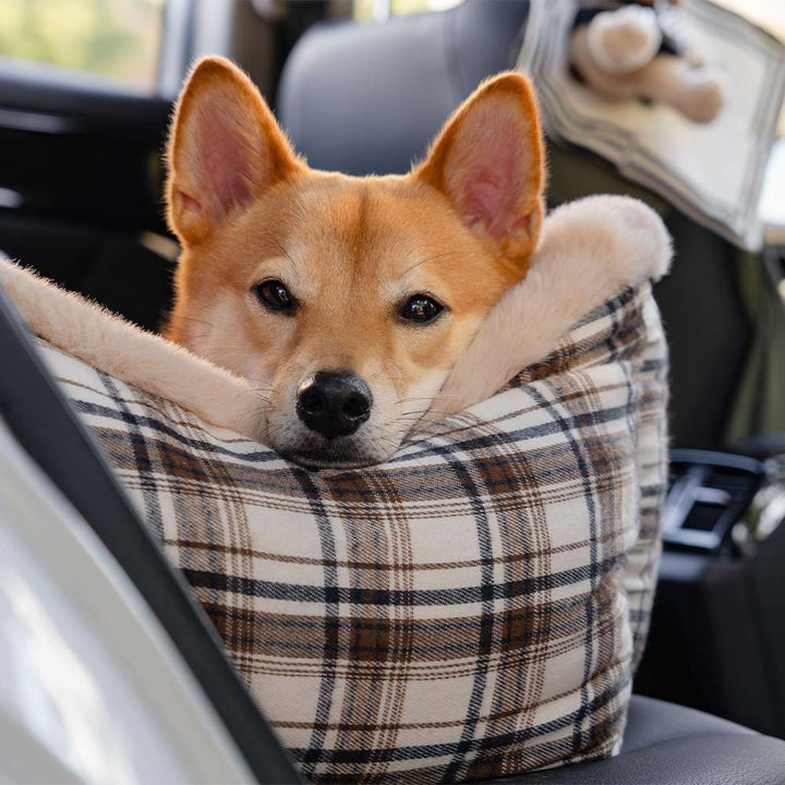 Plush Car Seat for Pets – RideSafe CozySeat-Khaki-Single-Nora Luxe