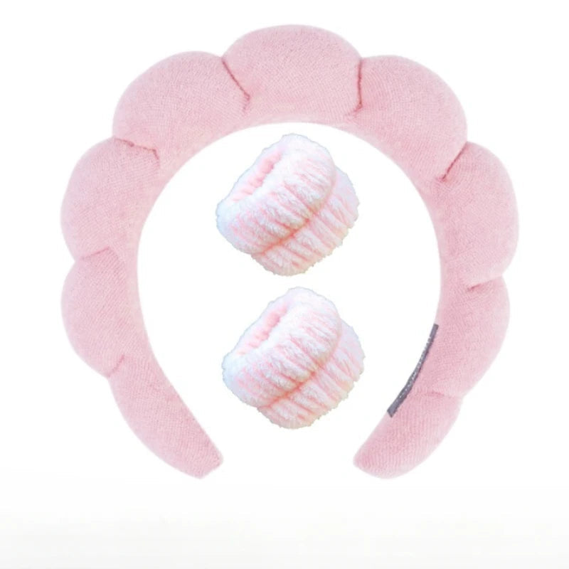 Plush Spa Headband & Wristband Set - Fluffiea-Blue-The Livary