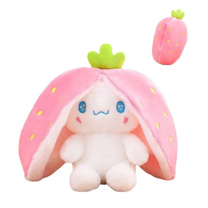 Plush Toy that Transforms into Fruit Cuddle - BerryBunny-Cinnamon Dog - Strawberry-7.9 inches 0.2kg-Nora Luxe