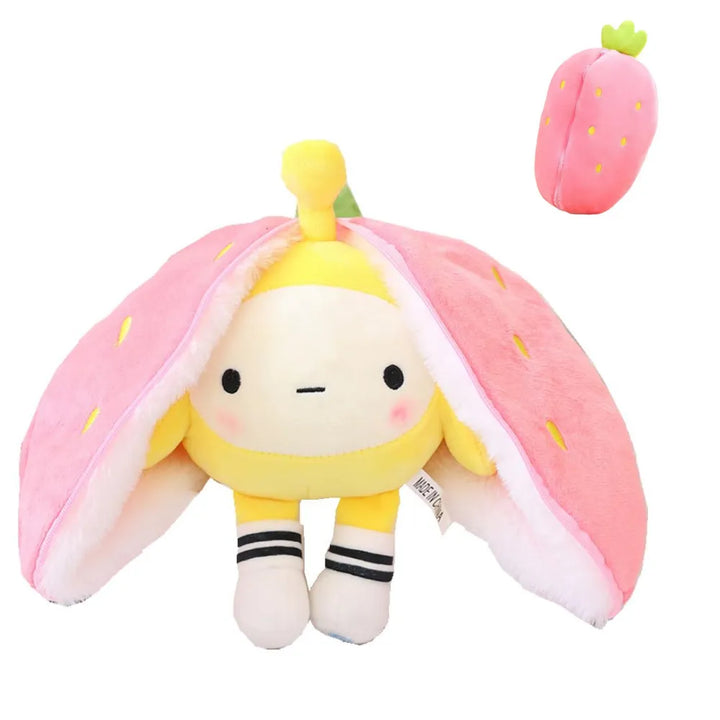 Plush Toy that Transforms into Fruit Cuddle - BerryBunny-Rabbit-Strawberry-7.9 inches 0.2kg-Nora Luxe