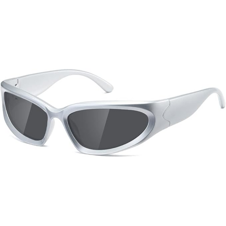 Polarised Sports Sunglasses - SwiftWrap-Silver-Gray-Nora Luxe