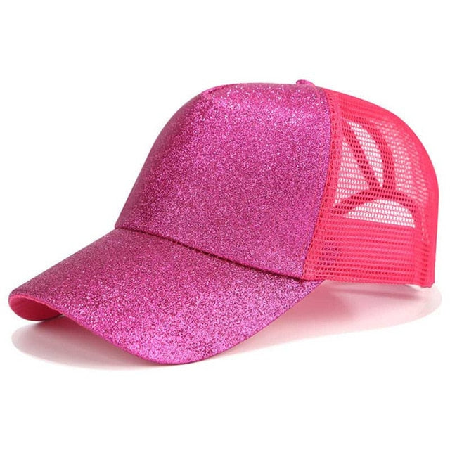 Ponytail Cap with Extra Opening – SkyShield-Pink glitter-Nora Luxe