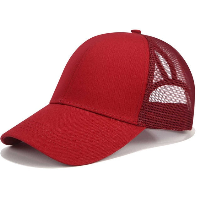 Ponytail Cap with Extra Opening – SkyShield-Red-Nora Luxe