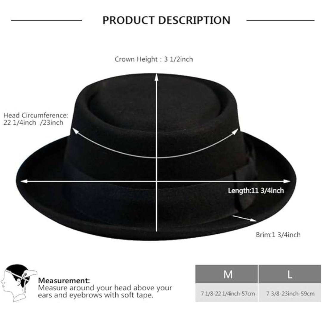Pork Pie Wool Felt Fedora Hat - Evan-M-Nora Luxe