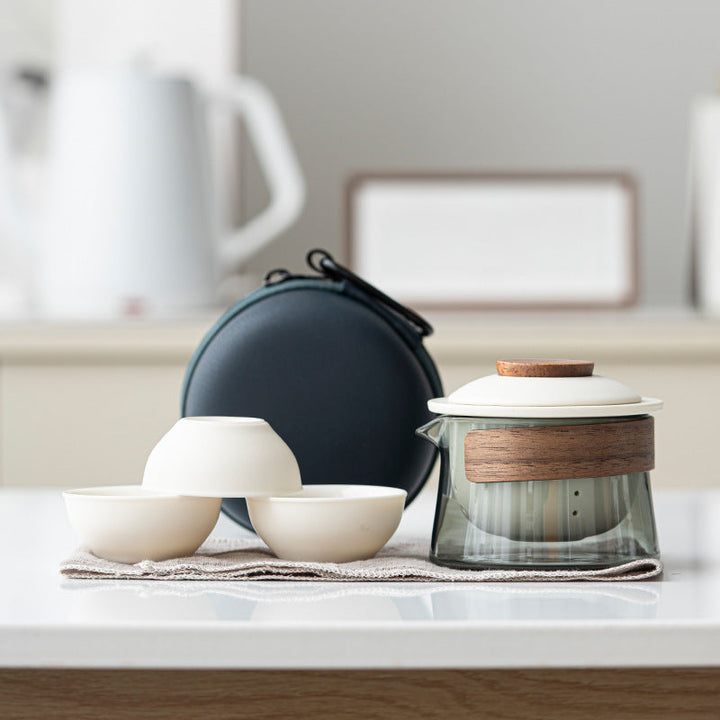 Portable and Stylish Tea Set - SipMate-Beige-Nora Luxe