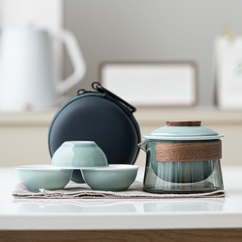 Portable and Stylish Tea Set - SipMate-Gray Green-Nora Luxe
