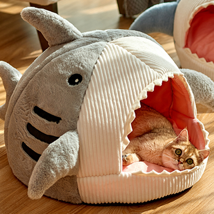 Portable Cat Cave with Warm Cushion - CozyCave-Blue-S 15.75 x 15.75 x 12.6 inches-Nora Luxe