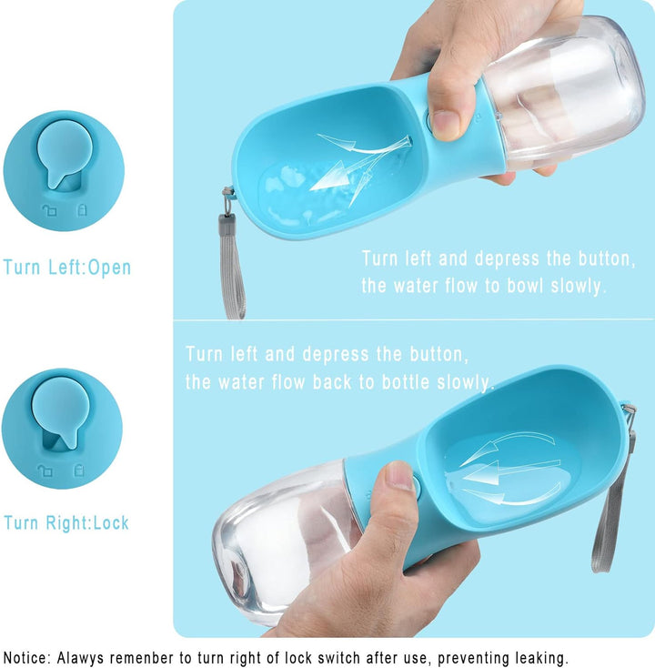 Portable Dog Water Bottle & Food Container-Blue-300 ml-Nora Luxe