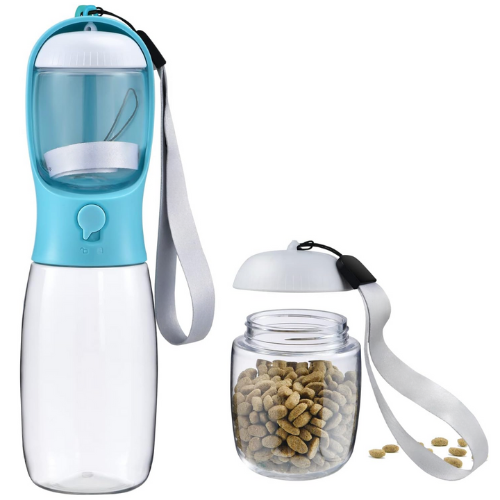 Portable Dog Water Bottle & Food Container-Blue-300 ml-Nora Luxe