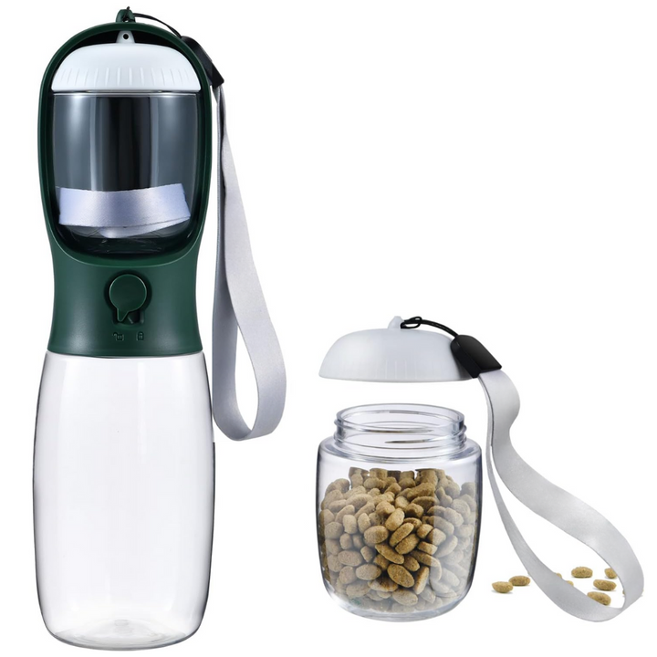 Portable Dog Water Bottle & Food Container-Dark Green-300 ml-Nora Luxe