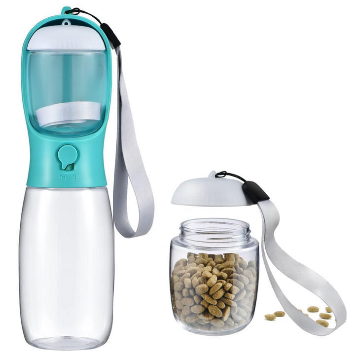 Portable Dog Water Bottle & Food Container-Green-300 ml-Nora Luxe