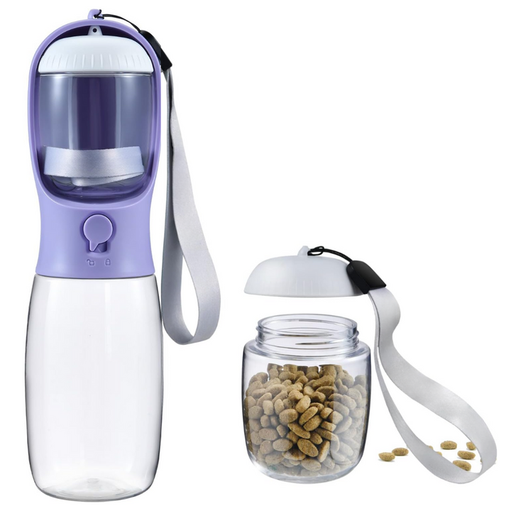 Portable Dog Water Bottle & Food Container-Purple-300 ml-Nora Luxe