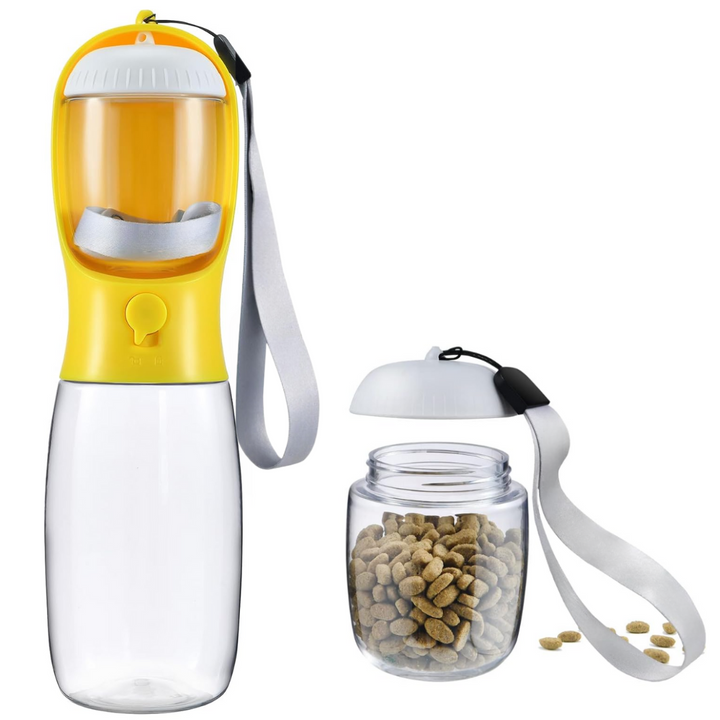 Portable Dog Water Bottle & Food Container-Yellow-300 ml-Nora Luxe