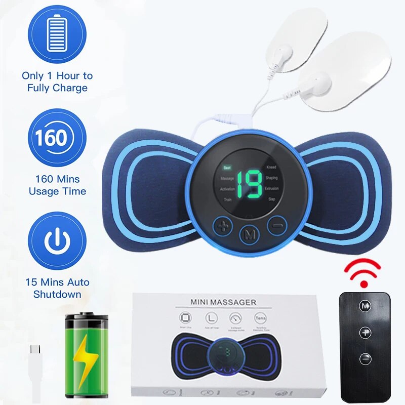 PORTABLE ELECTRIC MINI NECK MASSAGER WITH PAD & REMOTE CONTROL | INTELLIGENT MASSAGE DEVICE-With Remote Control-Nora Luxe