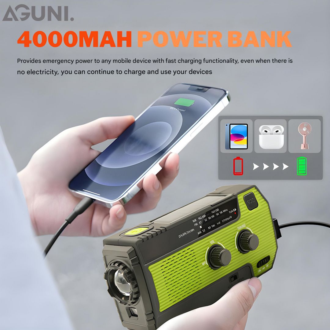 Portable Emergency Radio with Solar Power - PowerWave-Green-Nora Luxe