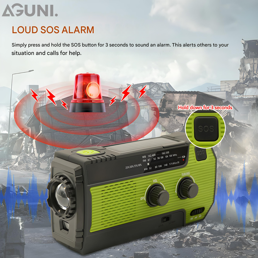 Portable Emergency Radio with Solar Power - PowerWave-Green-Nora Luxe