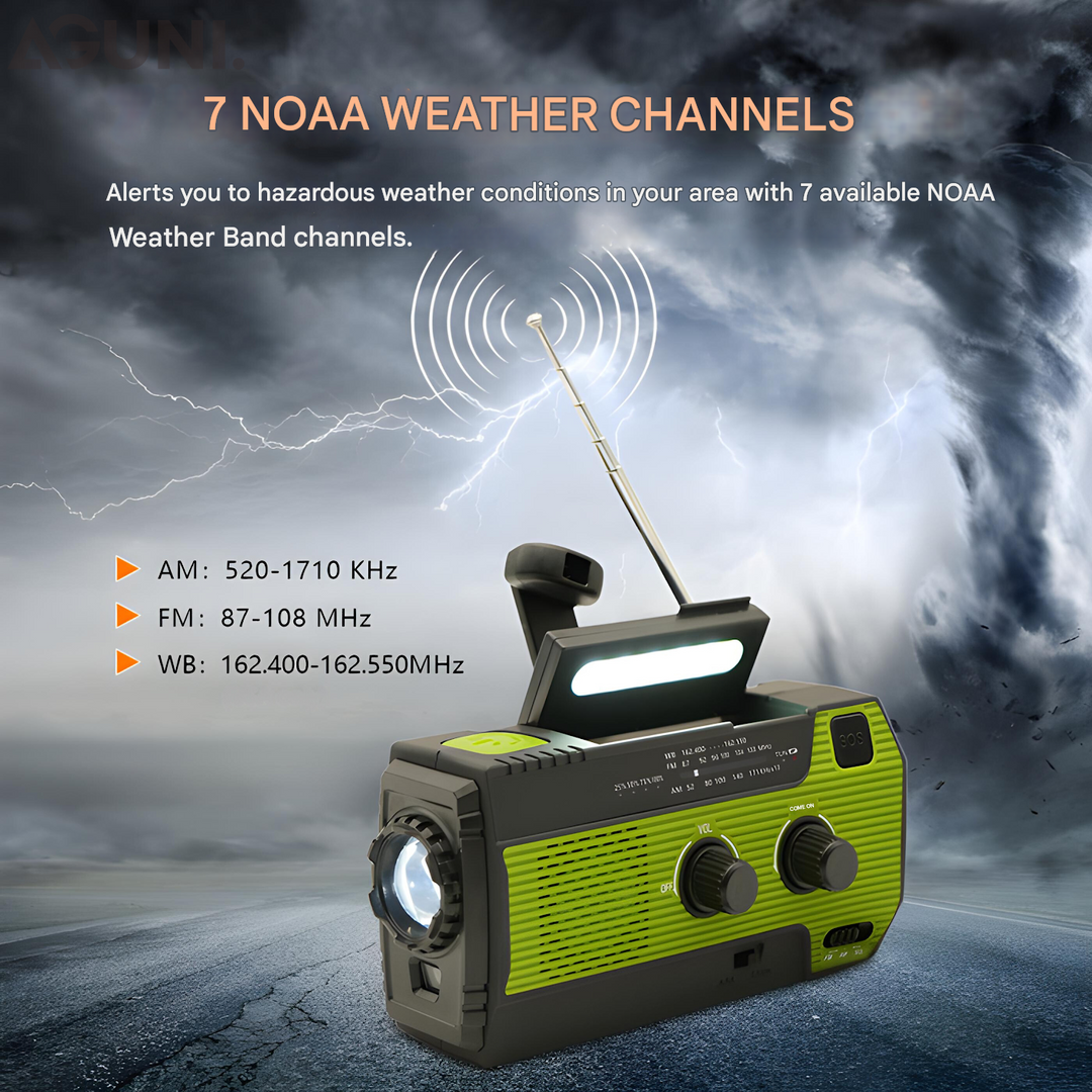 Portable Emergency Radio with Solar Power - PowerWave-Green-Nora Luxe