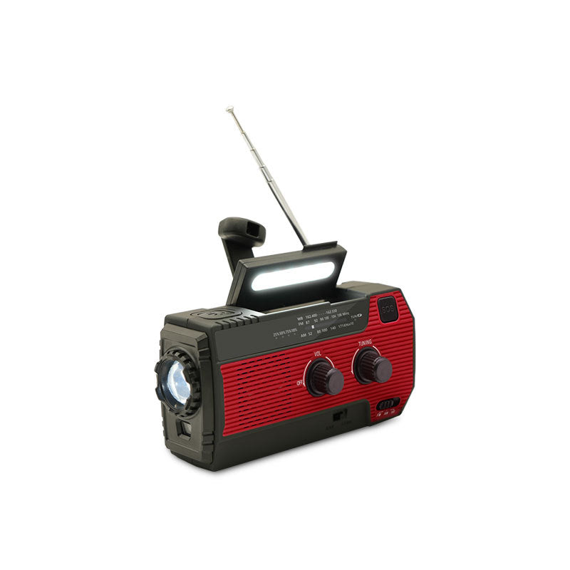 Portable Emergency Radio with Solar Power - PowerWave-Red-Nora Luxe