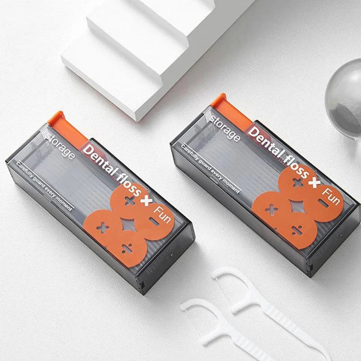 PORTABLE FLOSS DISPENSER WITH 10 AUTOMATICALLY EJECTED FLOSS STICKS-Nora Luxe
