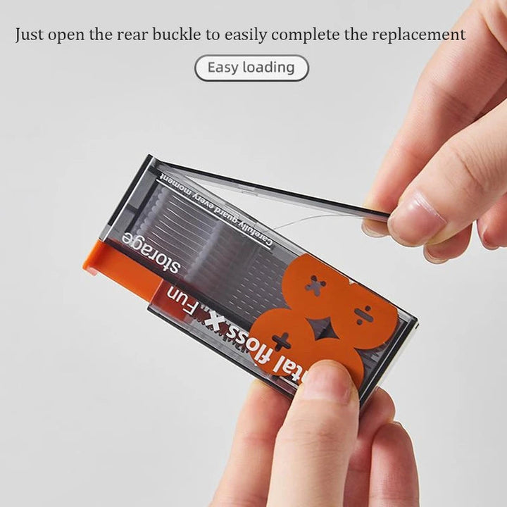 PORTABLE FLOSS DISPENSER WITH 10 AUTOMATICALLY EJECTED FLOSS STICKS-Nora Luxe