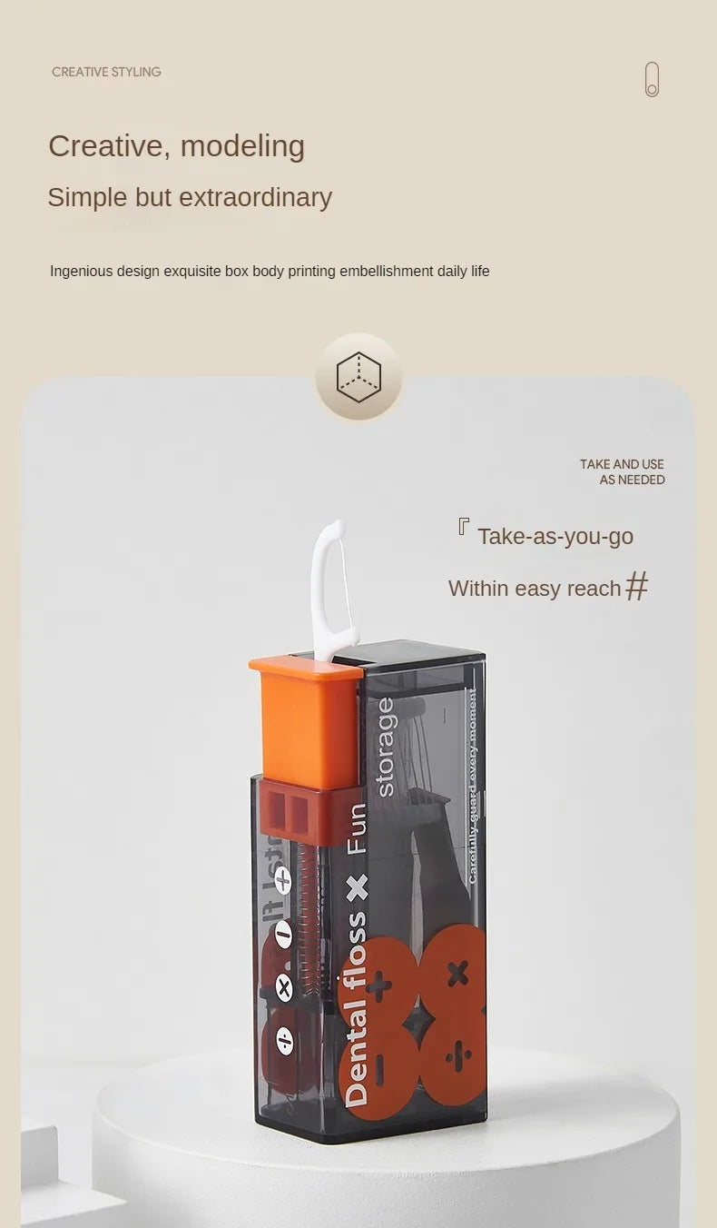 PORTABLE FLOSS DISPENSER WITH 10 AUTOMATICALLY EJECTED FLOSS STICKS-Nora Luxe