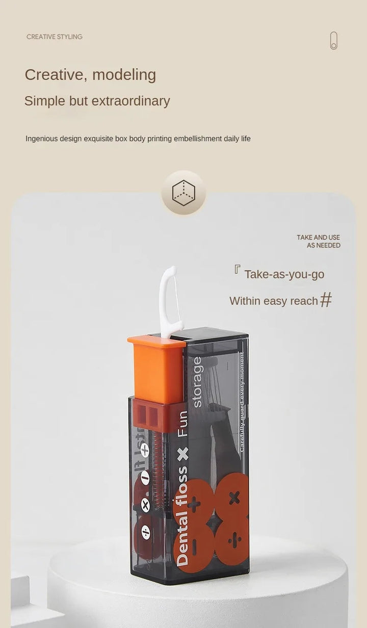 PORTABLE FLOSS DISPENSER WITH 10 AUTOMATICALLY EJECTED FLOSS STICKS-Nora Luxe