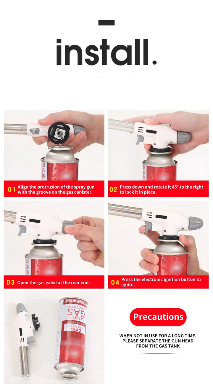 PORTABLE METAL BUTANE GAS STOVE – BBQ, CAMPING AND COOKING FLAME GUN-Nora Luxe