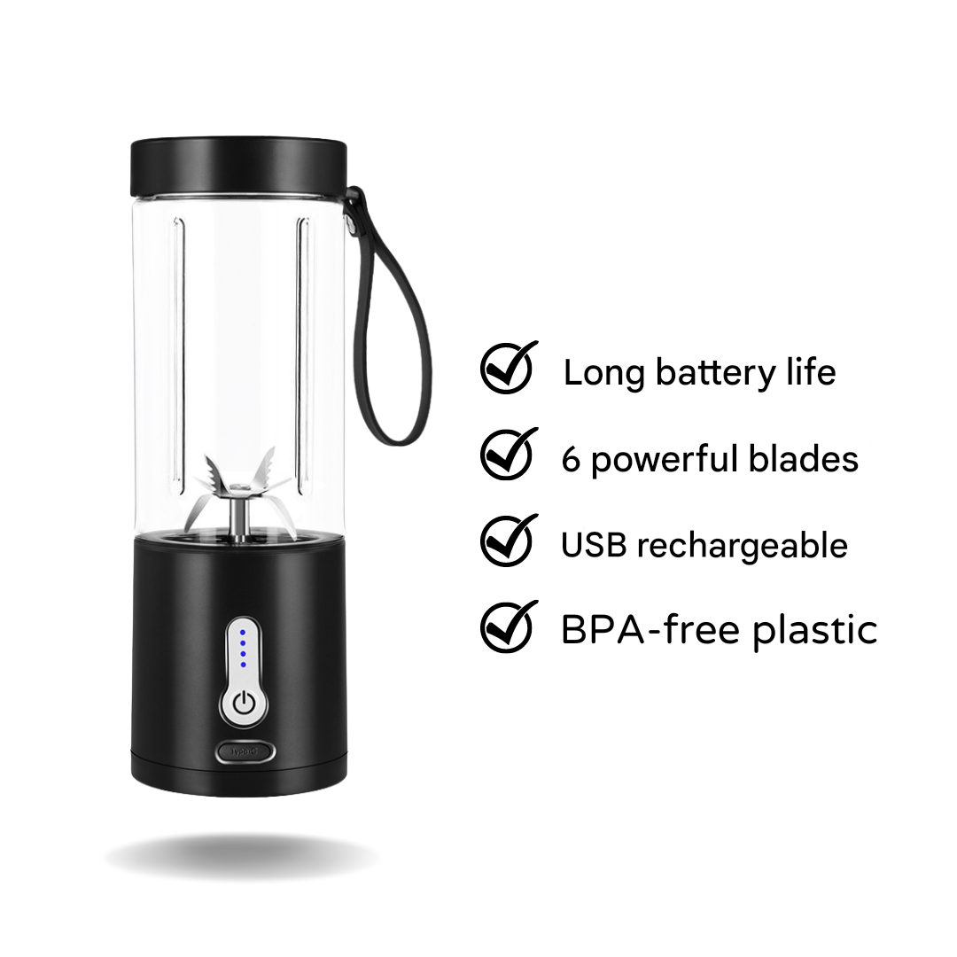 Portable Smoothie Maker with 6 Powerful Blades - BlendEase Pro-Black-Nora Luxe