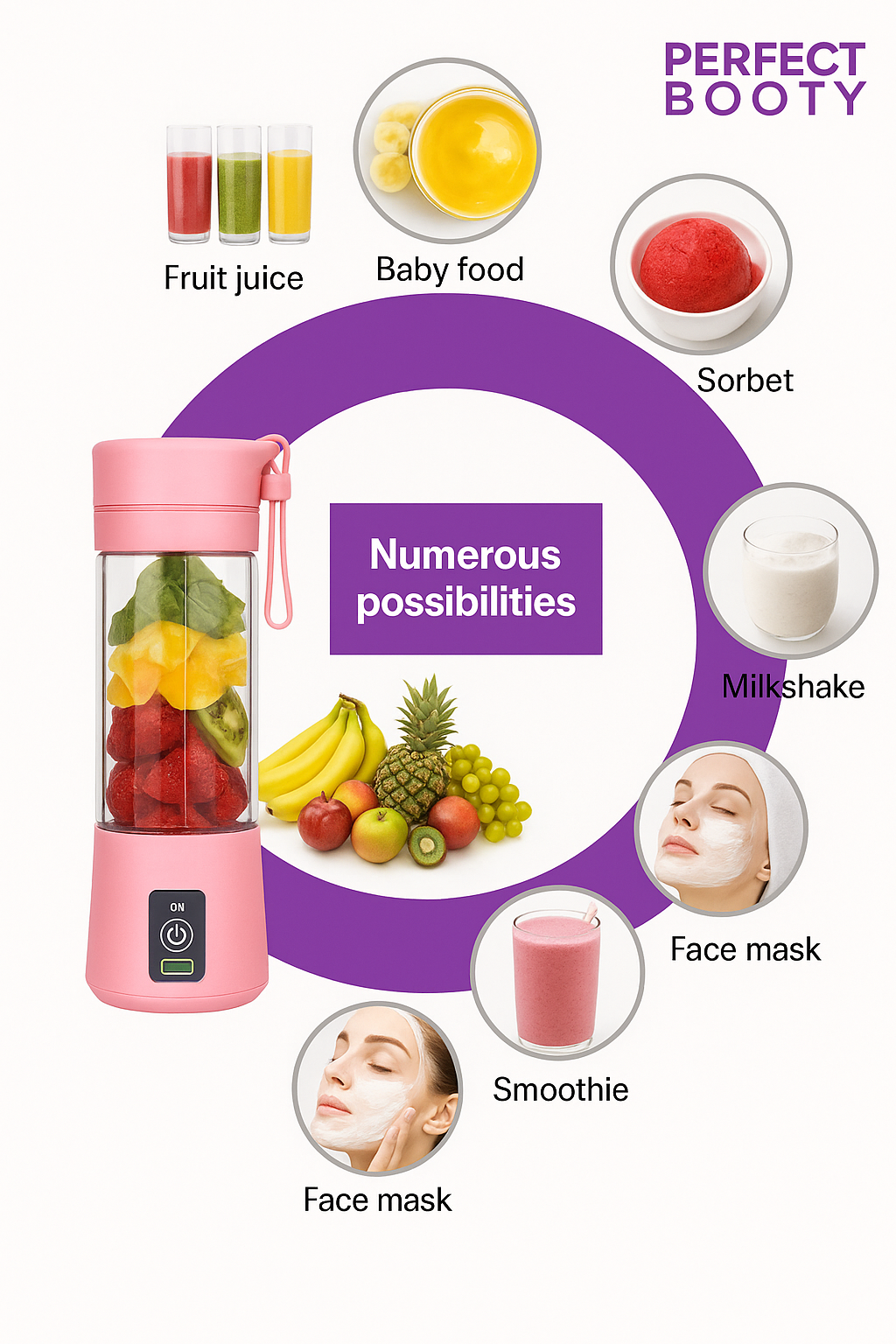 Portable Smoothie Maker with Drink Function - FreshBlend To-Go-Pink-Nora Luxe