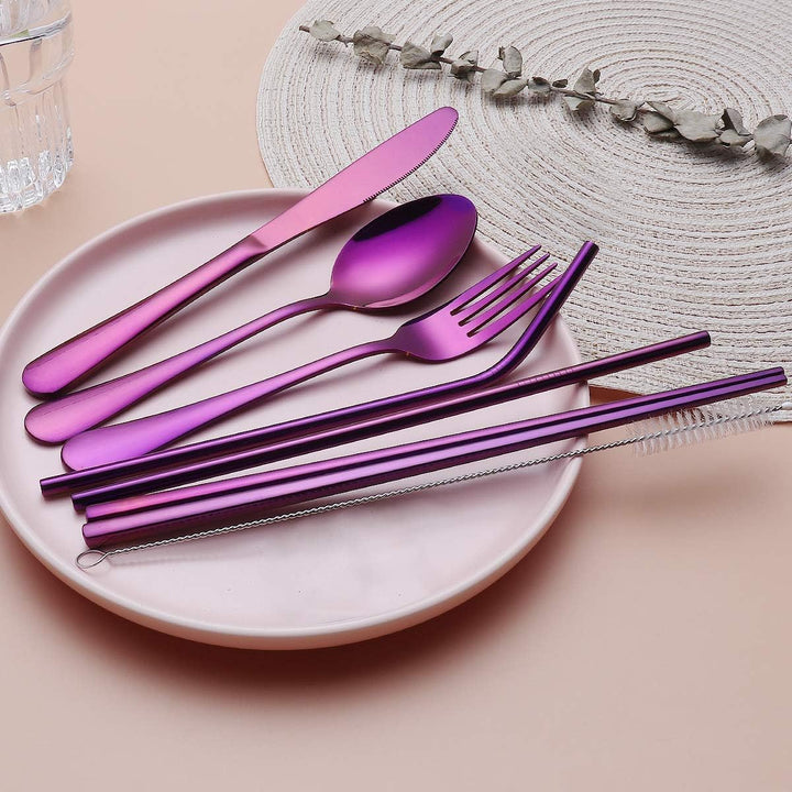 Portable Stainless Steel Cutlery Set - Travel Essential!-Black-Nora Luxe