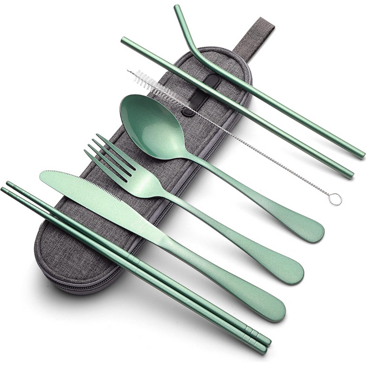Portable Stainless Steel Cutlery Set - Travel Essential!-Green-Nora Luxe