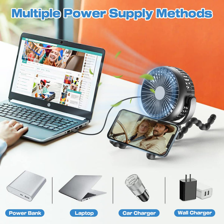 Portable Stroller Fan with 8000mAh Battery-Nora Luxe