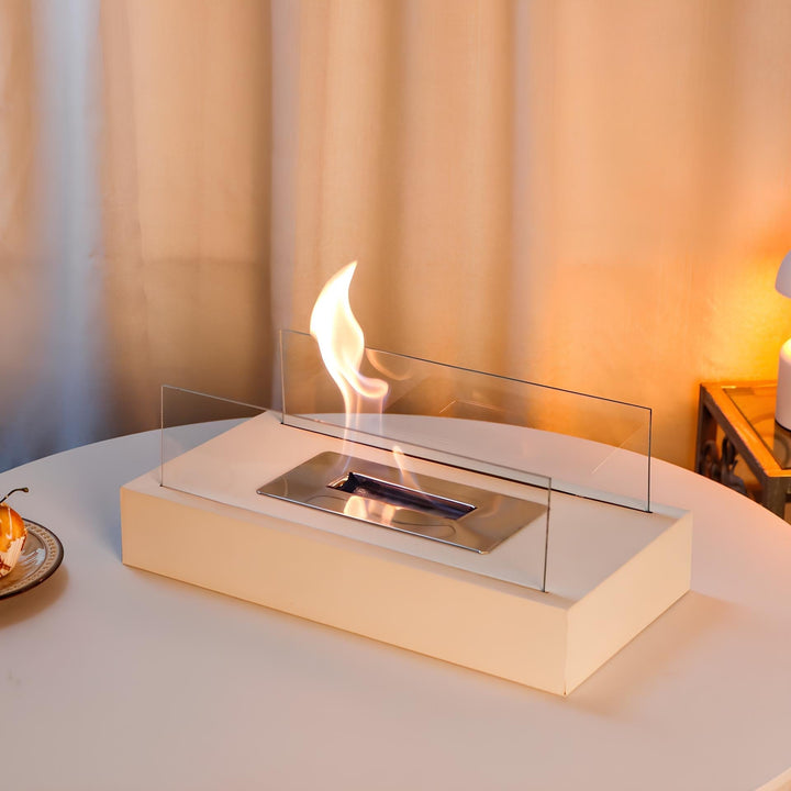 Portable Table Fireplace - LumaFlame-White-Nora Luxe