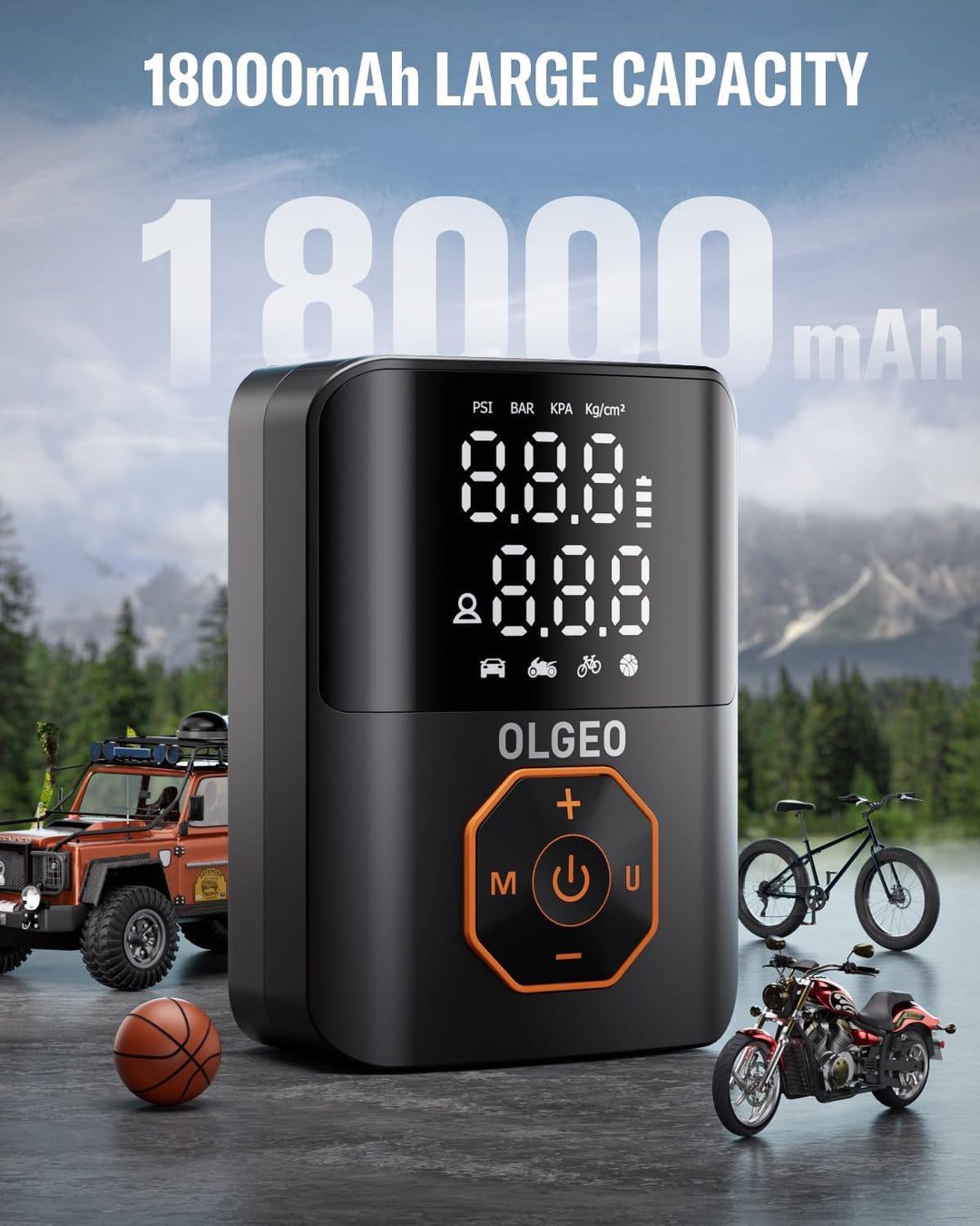 Portable Tire Pump - 18000mAh Air Compressor for Cars and Motorcycles-Nora Luxe
